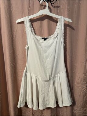 wild fable White Lace-Trim Mini Dress